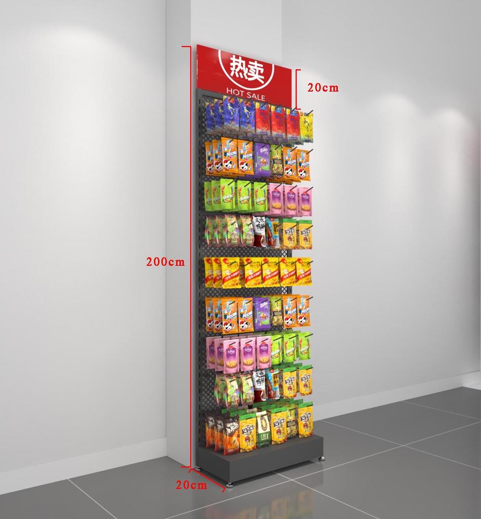 Multi-Use Display Rack with Hooks: Perfect for Spicy Strips, Snacks, Socks, Lip Balm, Toothbrushes, and Small Accessories.