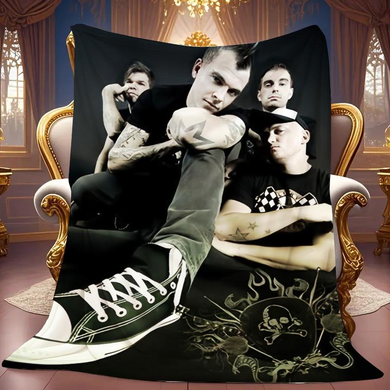 Punk Rock Band Vintage Portrait Print Fleece Blanket, Soft Warm Throw Blanket for Sofa Bed Music Fan Home Decor