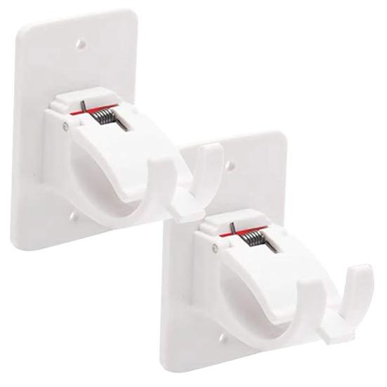 2 Pcs Curtain Rod Hooks Two Installation Ways Self-adhesive No-puching Anti-slip Wall-punching with Nails Great Load Bearing Bedroom Livingroom