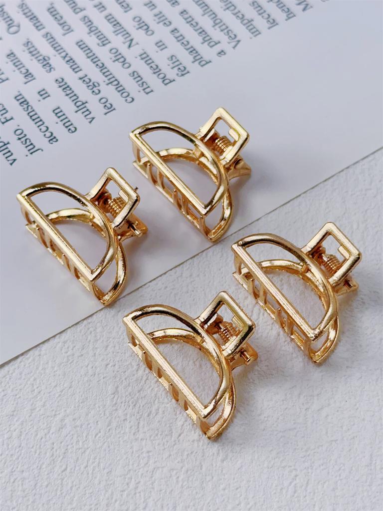 Mini Gold Tone Hollow Out Hair Clips, Sweet Geometry Hair Accessories for Women/Girls Casual Claw Clips Hair Claws Hair Barrettes, School Stuff
