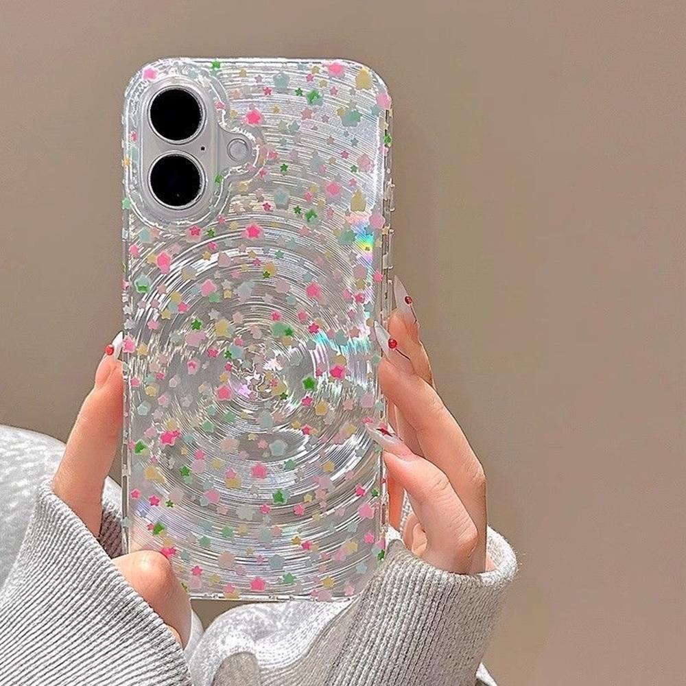 Iridescent Glossy Phone Case for iPhone 11 13 14 15 16 17 Pro 17 13 14 15 Pro Max High Quality Fantasy Floral Style Full Protection Shell