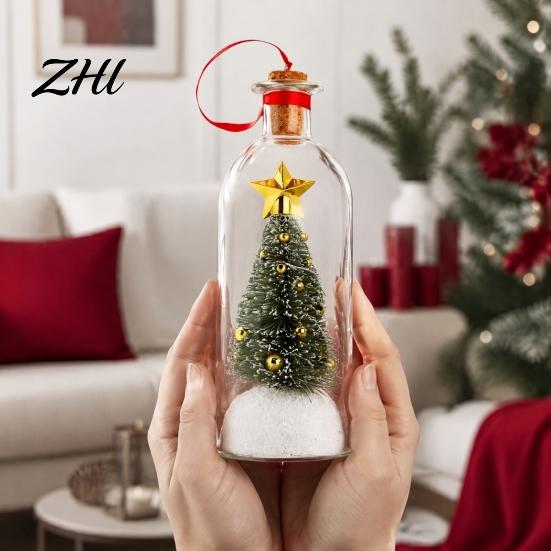 Schneeflocken-Stechpalmen-Ornamente Aufnehmbare Weihnachtsbaum-Flaschenpost, Sprachaufnahme Feiertags-Andenken Dekoration für den Eingangsbereich mit
