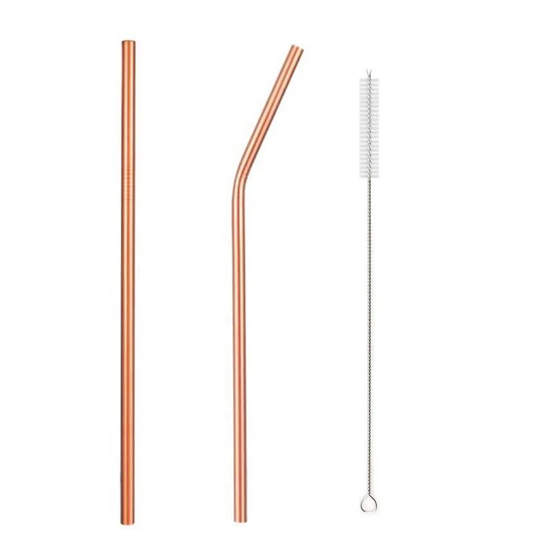 Mixing Color Reusable Metal Drinking Straws 304 Stainless Steel Straw Set with Cleaner Brush Bar Drinkware Party Accessory