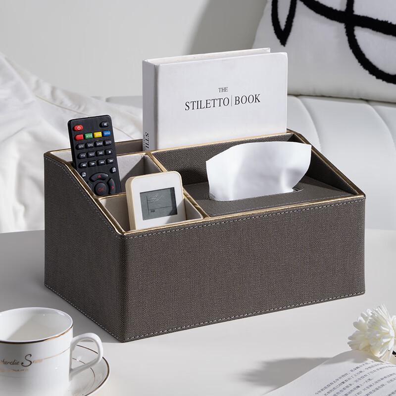 Molona Leather Tissue Box with Remote Control Storage