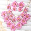 Exquisite Double Flower Necklace & Three-Dimensional Floral Earrings Set