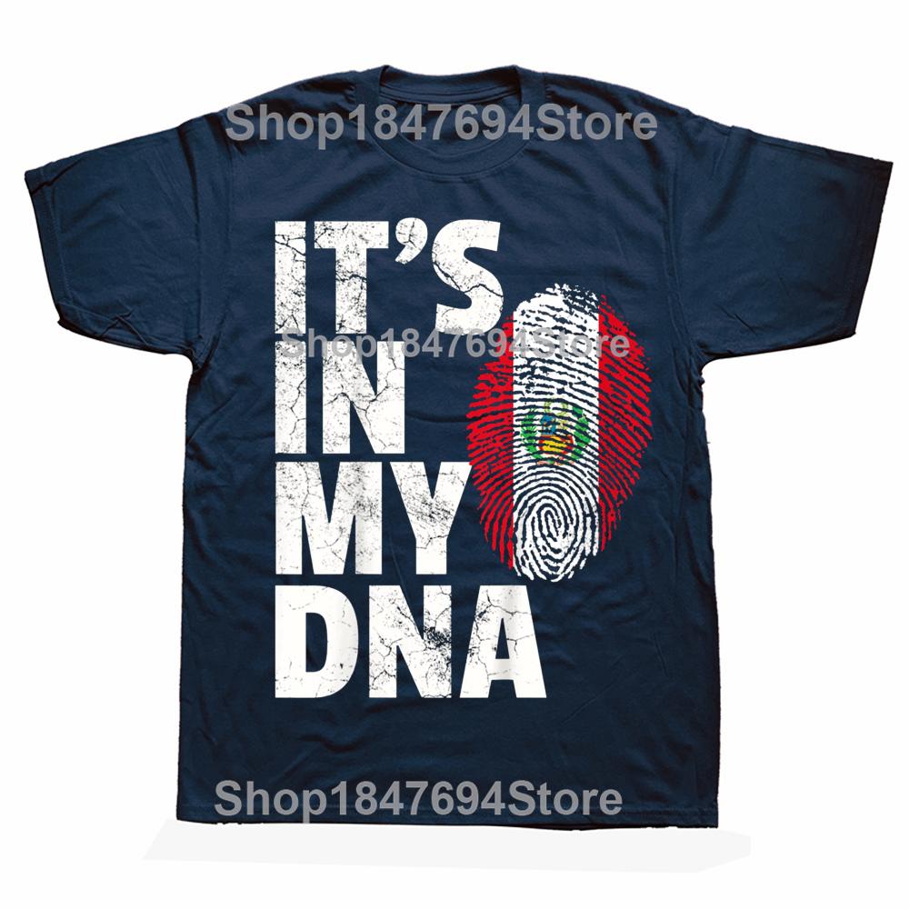 Lustige IT'S IN MY DNA Peruanische Peru Flagge T-Shirts Sommer Stil Grafik Baumwolle Streetwear Kurzarm Geburtstagsgeschenke T-Shirt Männer