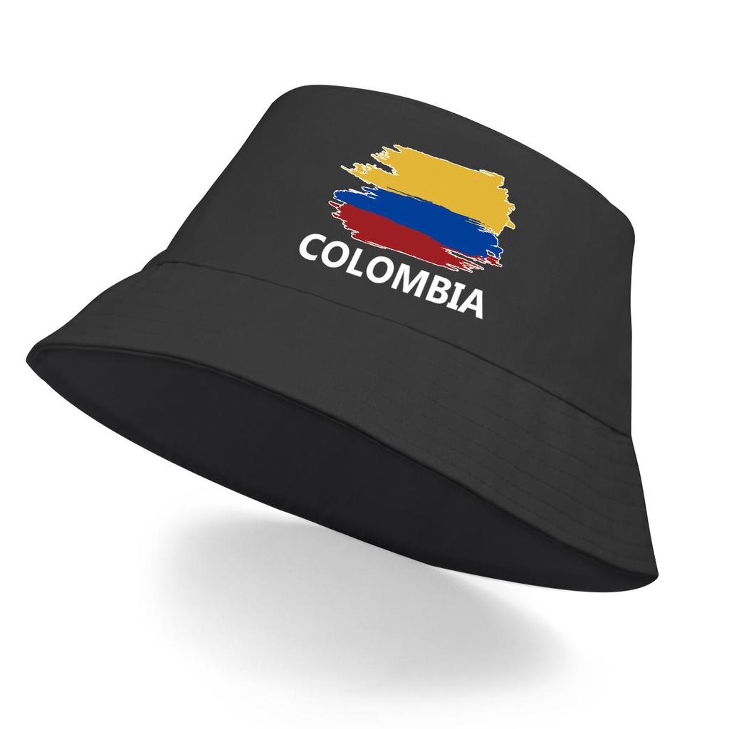 Colombia Flag Print Bucket Hat , Patriotic Men's Cap Hip Hop Polyester Summer Basin Hat