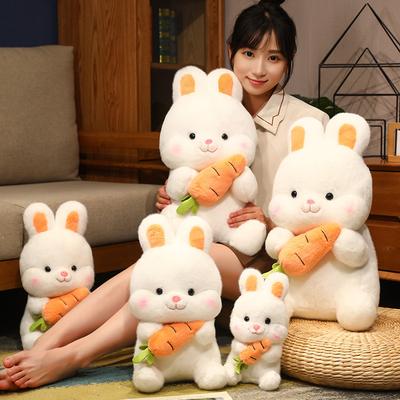 Cute Carrot Rabbit Doll Plush Toy Little White Rabbit Doll Girl Soothing Rag Doll Birthday Gift