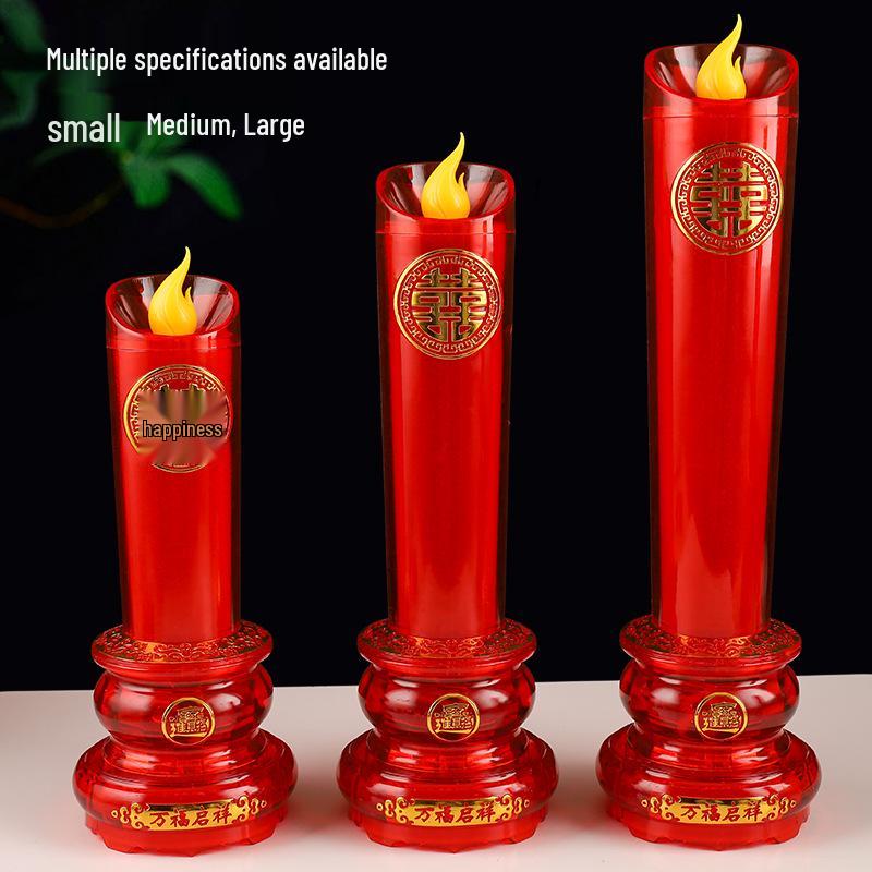 LED Wedding Dragon & Phoenix Smokeless Candle Lights - Red, Battery-Powered with Simulated Flame for Proposals & Ceremonies.
