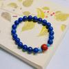 Natural Lapis Lazuli & Nanhong Single-Circle Emperor Sand Bead Bracelet with Aquamarine - Women's High-End Retro Style