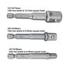 Juego de 3 Adaptadores de Vaso Vástago Hexagonal de 1/4 de pulgada a 1/4 3/8 1/2 Barra de Extensión para Brocas (Tipo largo)