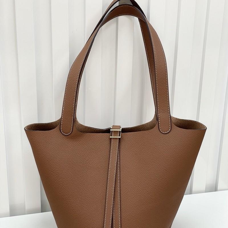 2025 New Style Top Layer Cowhide Genuine Leather 26 Large Size Single Compartment Tote Bag Gold Buckle Fashionable Tassel Batch Release