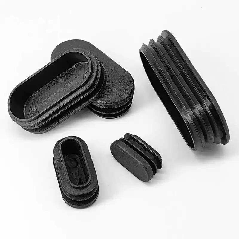 Tappo Finale Perforato in Plastica PP Ovale Nero Inserto per Tubo Gamba Mobile Accessori per Mobili 15x30mm-40x80mm