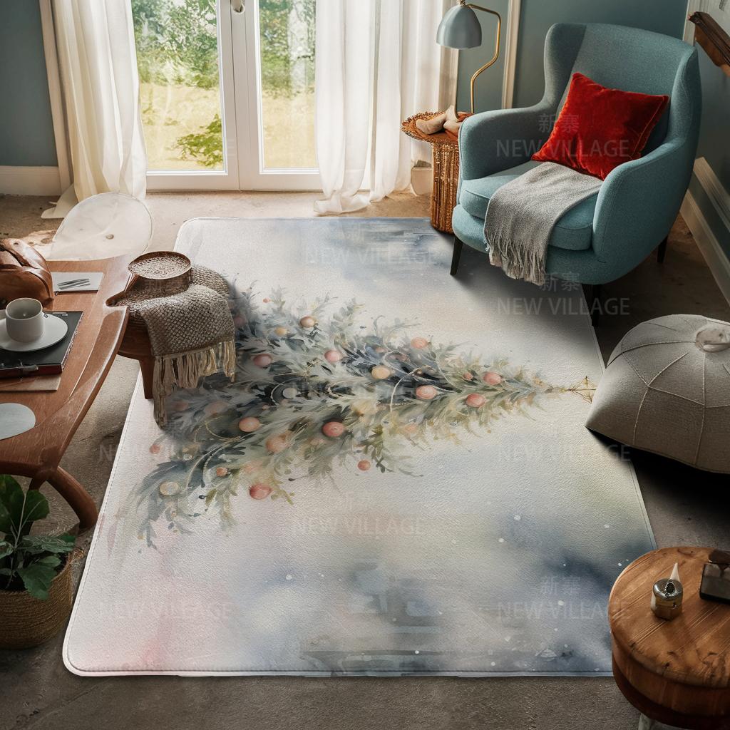 House Entrance Carpet Home Door Mat Living Room Bath Foot Bathroom Non-slip Water Absorption Rugs Bath Merry Christmas Winter