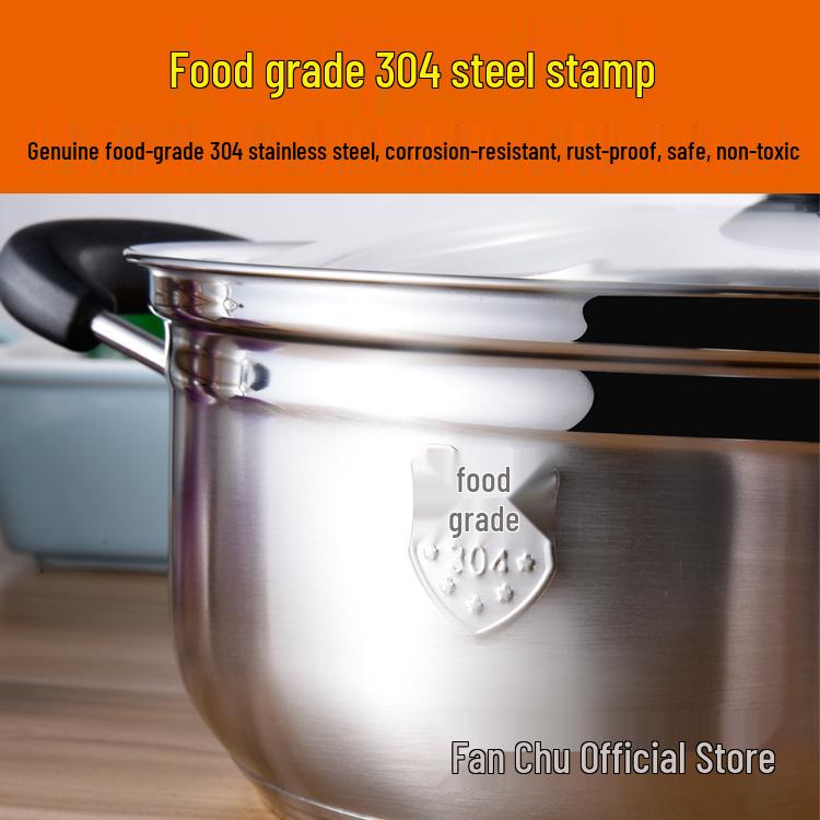 304 Stainless Steel Steamer: 1-Tier/2-Tier Thickened Pot, Single/Double-Layer, Induction-Compatible, Multi-Purpose for Steaming and Boiling.
