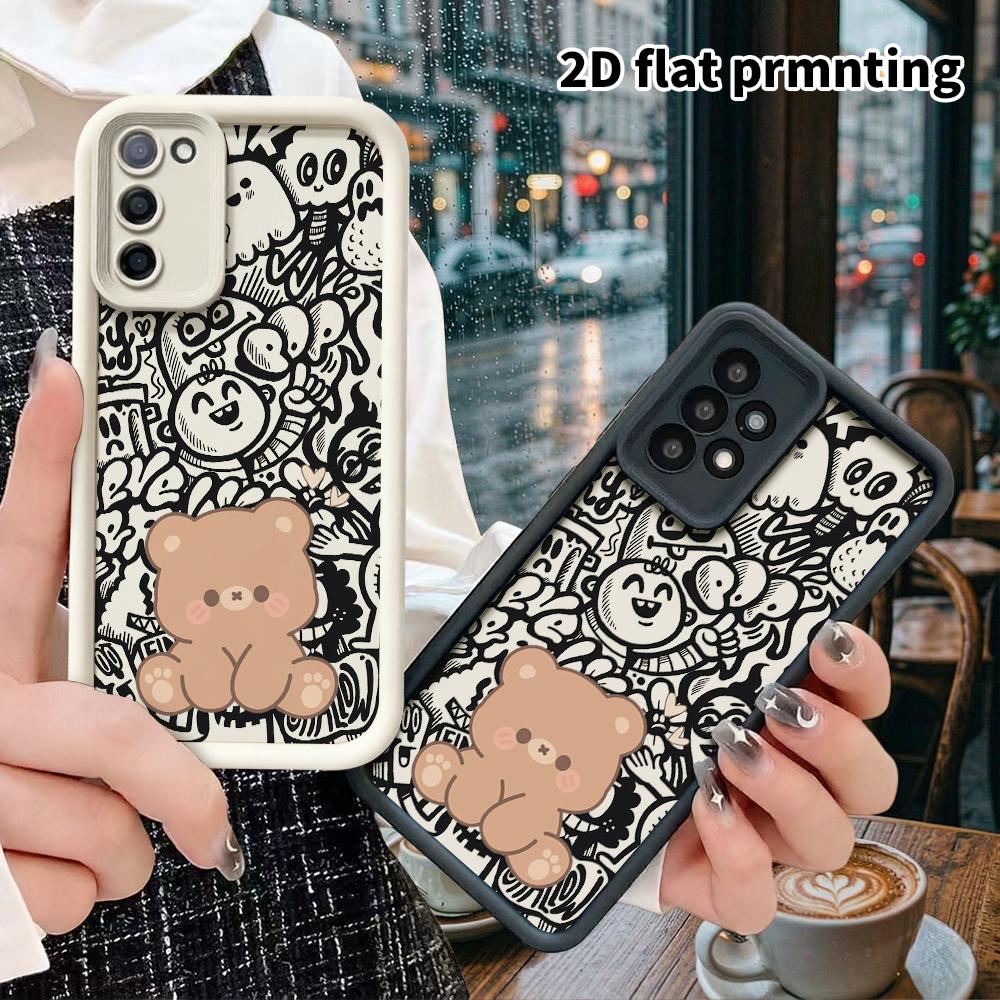 Phone Case: 2D Flat Samsung Galaxy A34 A35 M05 M06 S20 S22 S21 FE Plus 5G Protective Case, Brown Bear, Christmas and Halloween Gift