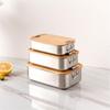 Portable 304 Stainless Steel Square Lunch Box with Bamboo Lid