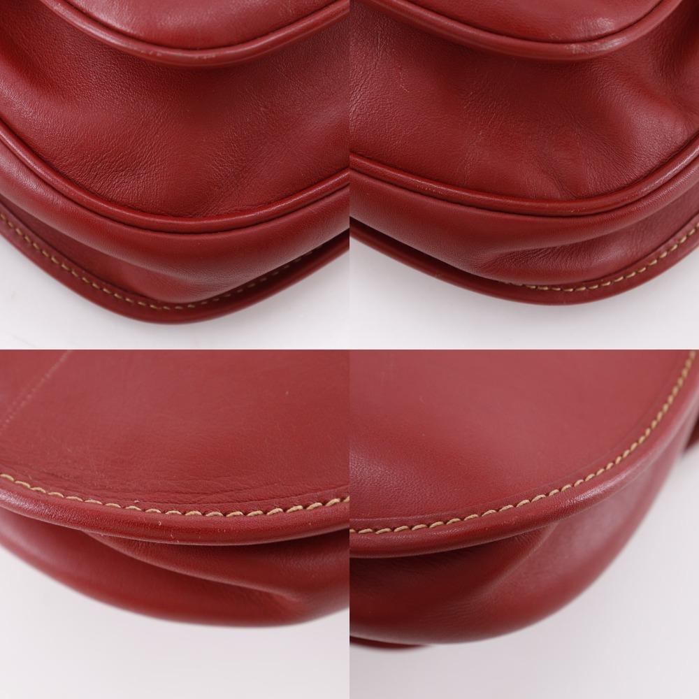GUCCI Old Gucci Shoulder Bag 001.904.1059 Interlocking G Red Calfskin Women Used