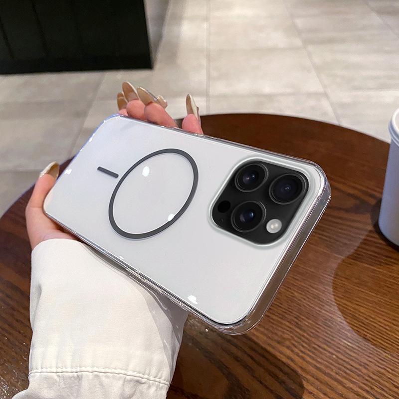 

Подходит для Apple 16PROMAX Простой чехол для мобильного телефона iPhone 15 Тонкий круглый магнитный Высокопрозрачный чехол Защитный чехол в японском и корейском стиле iPhone 7/8/se2 [fine hole]