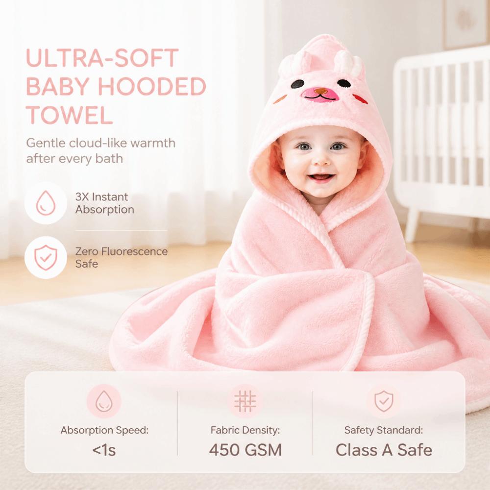 Super Soft Infant Bath Towel Coral Fleece Baby Blanket with Hood Toddler Thin Bathrobe Unisex