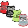 4 Pieces Dog Clothes for Small Dogs Boy Dog Shirt Puppy Clothes for Chihuahua Yorkie Soft Cute Pattern Pet Cat Clothing Black Grey Red Green XXS~M