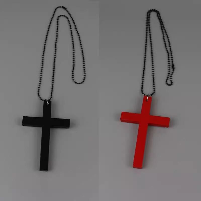 1-3pcs Trendy Cool Punk Gothic Wood Cross Pendant nNecklace for Women Men Vintage Black Hip Hop Y2k Necklace Party Jewelry Gift