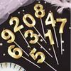 1pc-Birthday Candle Golden Number 0-9 Smoke Free Birthday Cake Insert Party Candle Decoration Anniversary Cake