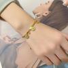 1PCS Gold-color Bracelet Ladies Hip Hop Style Stainless Steel Round Sign Portrait Pendant Wide Cross Chain Jewelry Accessories