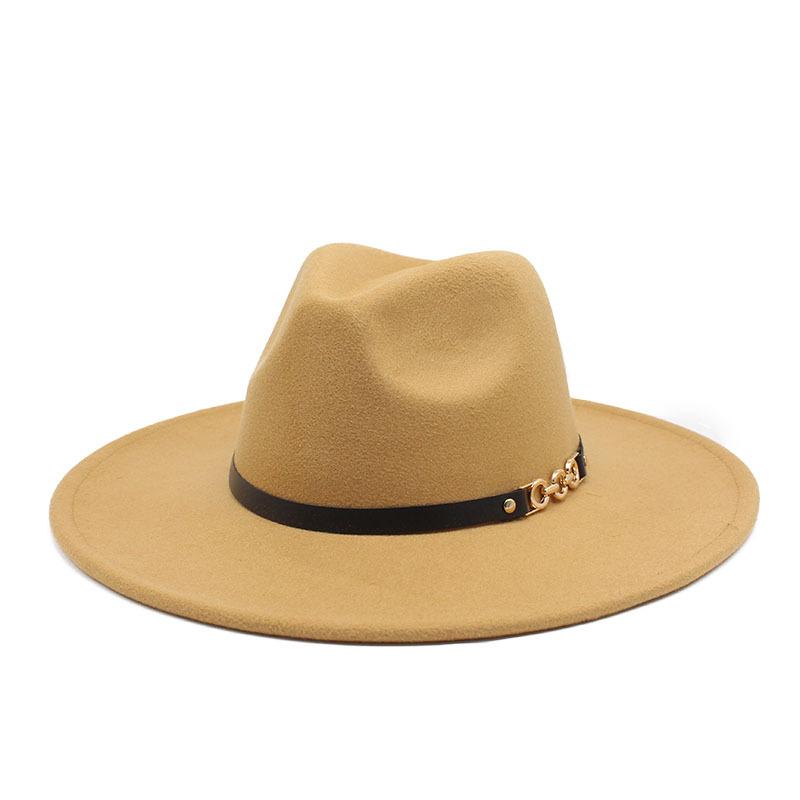Big Eaves Wool Jazz Top Hat Women'S Casual Big Edge Felt Hat Men'S Jazz Hat 9.5Cm