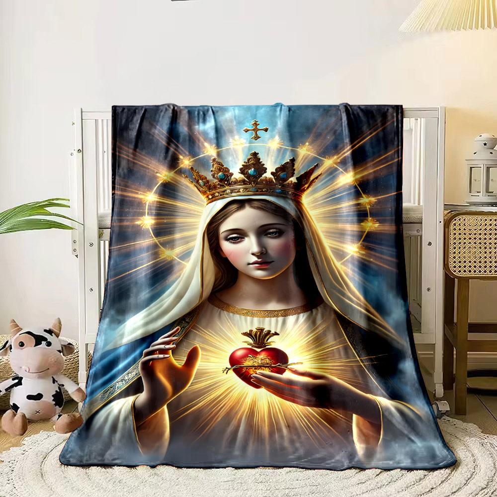 Sacred Heart Virgin Mary Blanket  Printed Blanket for Living Room Bed Couch lunch break Soft Cozy Blanket for Friend's festival Gift