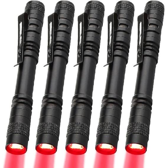 Red LED Pen Flashlights, Mini, Waterproof Pocket Flashlight with Clip, Small Red Light Flashlights for Work,Astronomy, Aviation, Night Observation (3