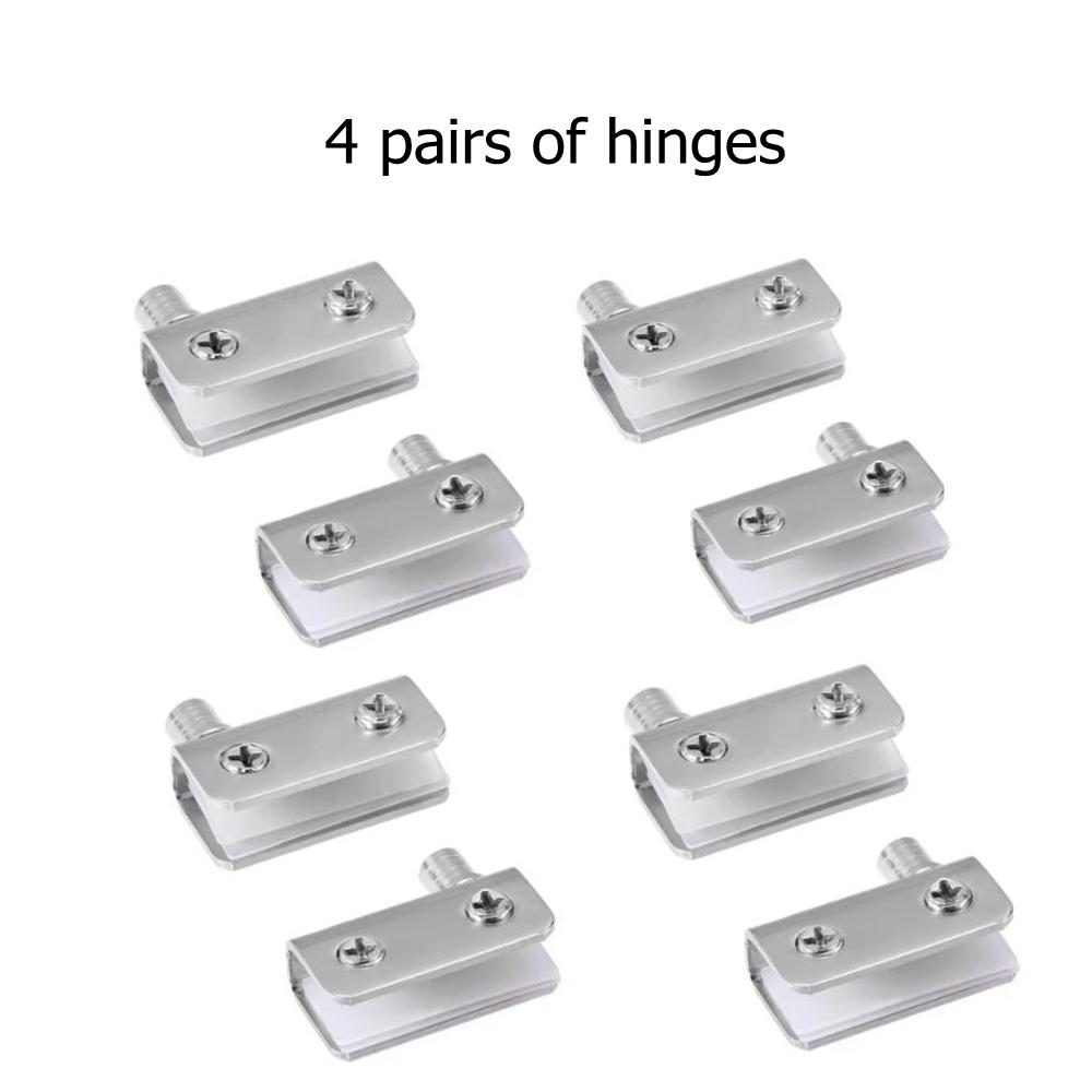 Stainless Steel Adjustable Clamp Pivot Glass Door Replace Hinge for 1-8mm Thickness Glass Suitable for Fixed Cabinet Glass Door