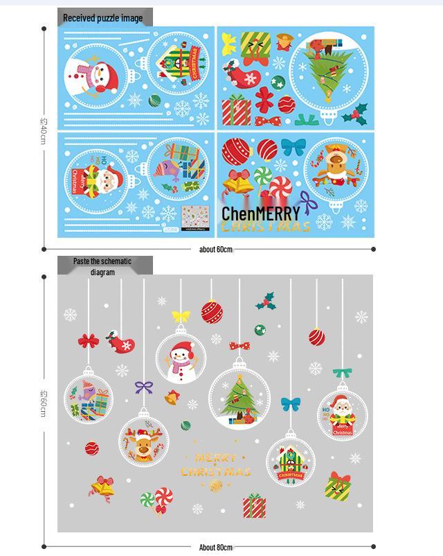

Наклейки на окна «Санта-Клаус и снежинки» - Рождественские наклейки на стекло