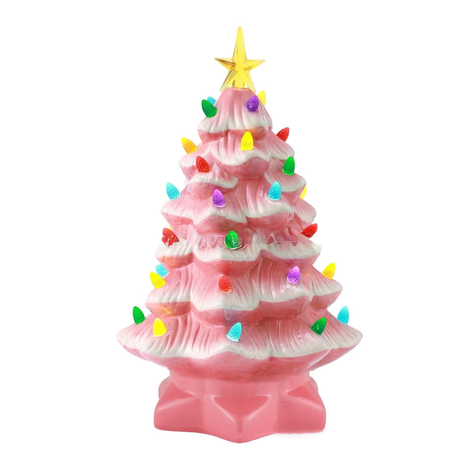 

Resin Christmas Tree LED Light Ornament 30cm Christmas Tree Tabletop Decorations,Battery Operated A