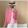 Autumn Korean Candy Color Long-sleeved Fake Two-piece New Slim Niche Knitted Sweater Cardigan