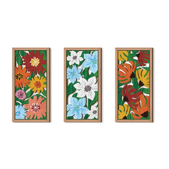 3 Pcs Boho Wood Wall Art Decor Minimalist Plants Geometric Hollow-out Hanging Ornament Abstract Wall Sculptures for Home Living Room Bedroom Kitchen