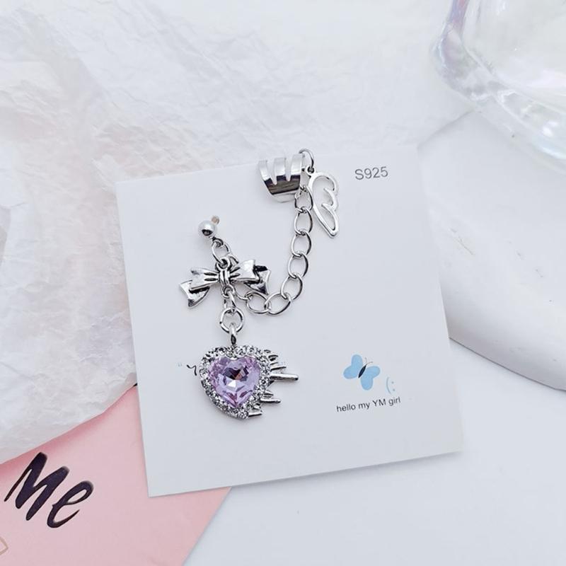 Punk Vintage Women Earrings Metal Chain Cross Heart Personalized Hip Hop One Pieces Ear Bone Clips Party Jewelry Gifts