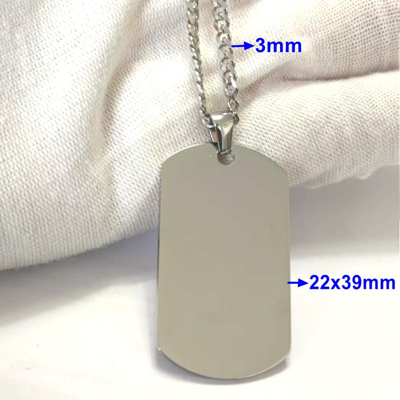 10PCS Hip Hop Military Style 304 Stainless Steel Dog Tag Pendant Necklace for Men Women Zircon 45cm