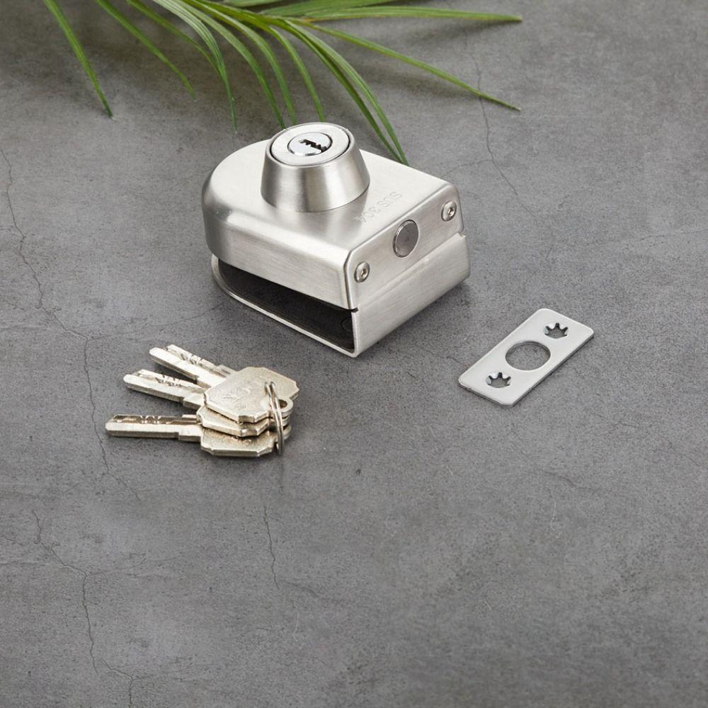 10-12mm Frameless Glass Door Lock with Keys Safe Glass Display Cabinet Lock Stainless Steel No Need Drilling Door Lock Buckle