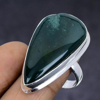 Natural Indian Moss Agate Gemstone 925 Sterling Silver Jewelry Ring Size 9 U5g92