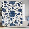 Vintage Blau-Weiß Porzellan-Druck Duschvorhang Badezimmer-Dekoration in einfarbigem Blumenmuster Akzentstück für das Zuhause Badezimmer