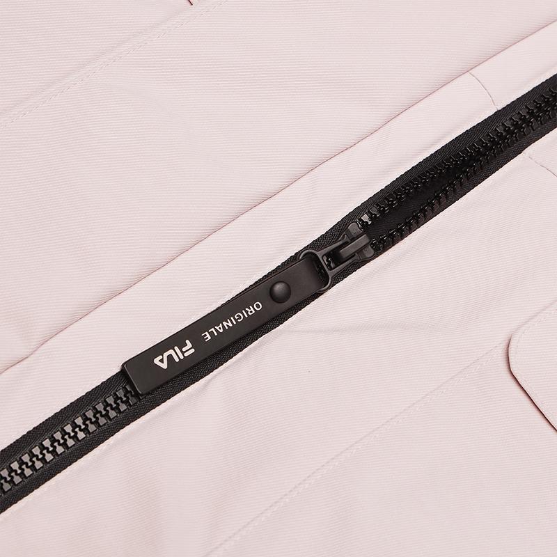 Fila Original Warm Fashion Long Hooded Parka Down Jacket Women Outerwear Smoky-Purple Lotus-Pink F11W449911FPK