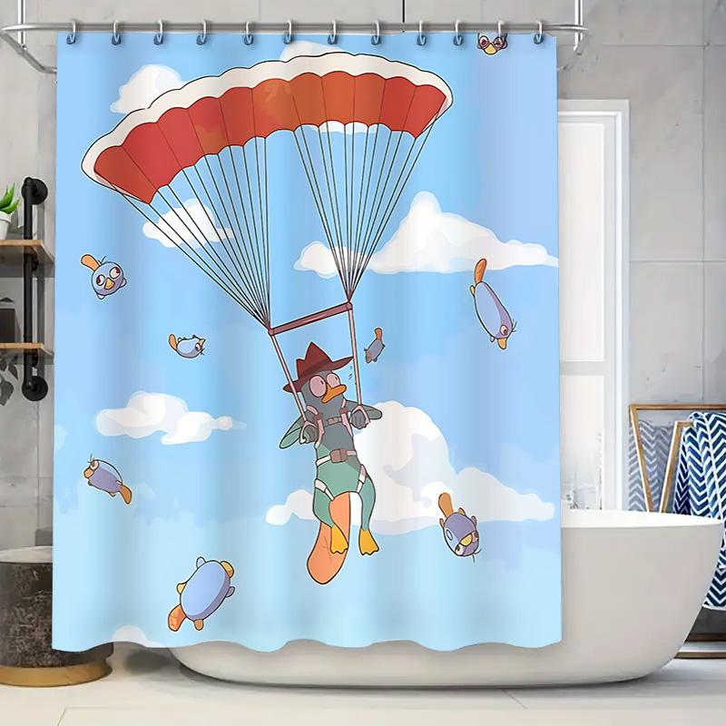 

Cartoon Character Parachute-Themed Bathroom Accessories For Kids And Fans Suitable For Wet And Dry Separation Elevate Space W60H190(CM)-1 Pcs
