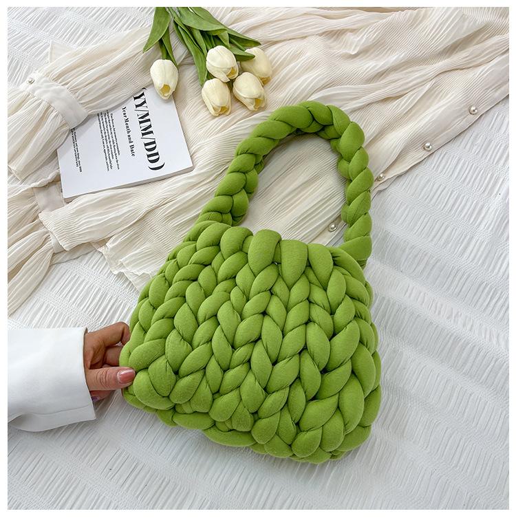 ins handmade knitted bag DIY material bag homemade coarse wool bag Icelandic thread bag armpit bag shoulder bag homemade trendy