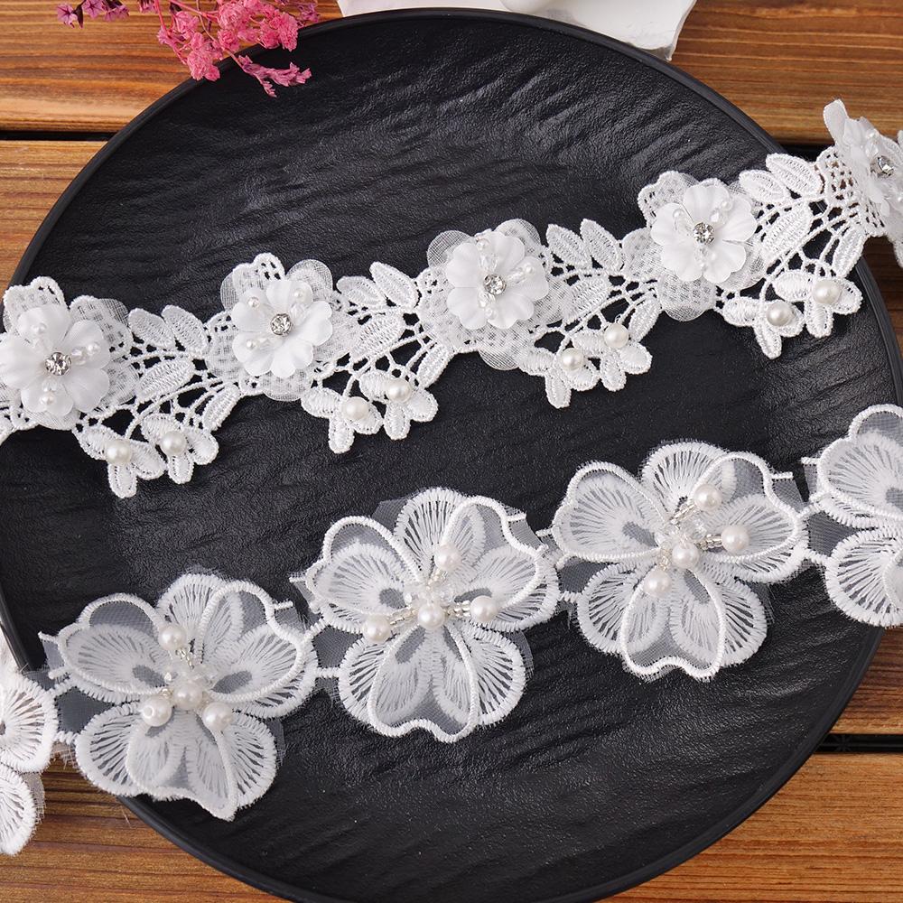 Flower Embroidered Lace Trim Ribbon For Crafts Wedding Dress Sewing Accessories Diy Material Needlework Decorative Fabric