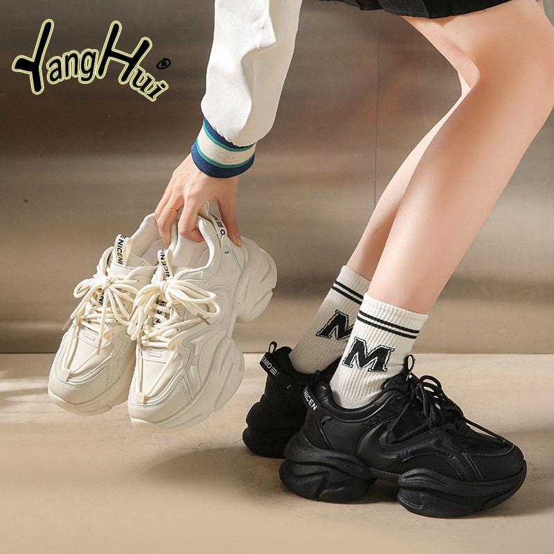 Baskets Confortables à Semelle Épaisse pour Fitness et Course à Pied 2024 Mode Décontractée Antidérapantes Chaussures de Sport pour Femmes Printemps Été