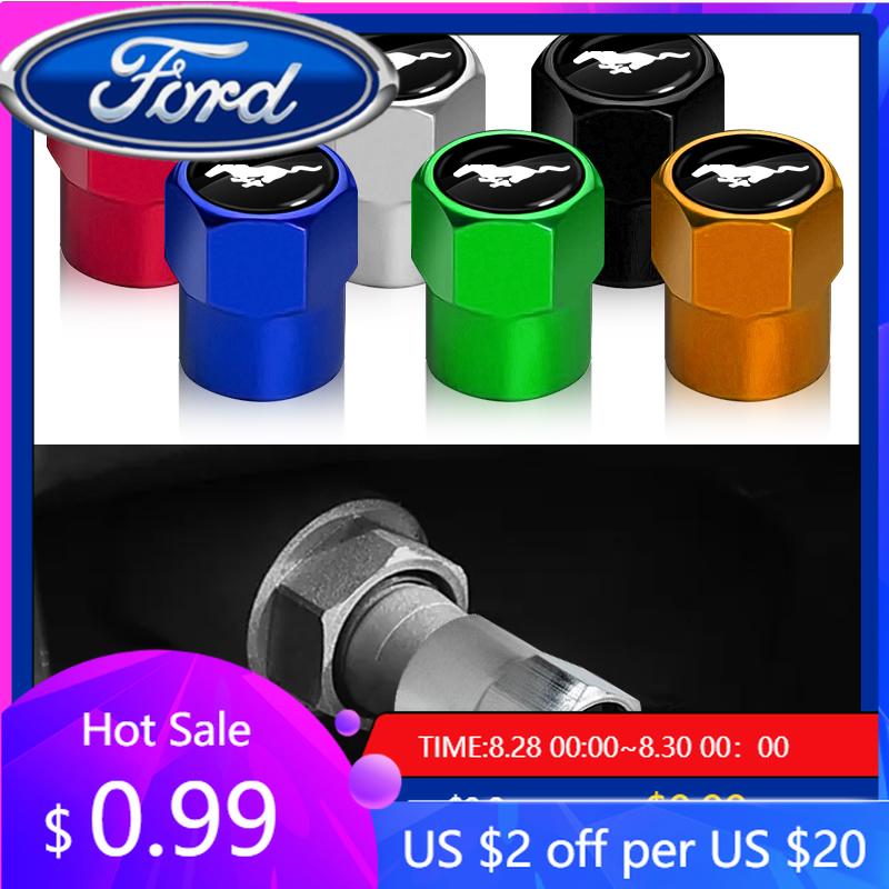 New 2026 Car Sticker 4Pcs Auto Wheel Tire Valve Air Stem Cap Duust Covers Car accessories For Ford Mustang 2015 2017 2018 2005 2