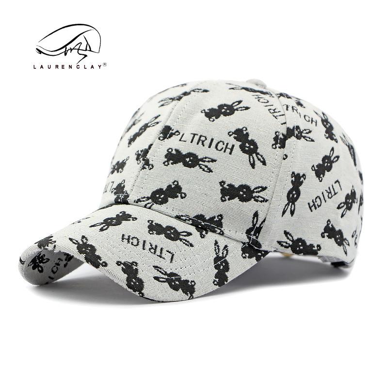 Hat Ladies Peaked Cap Versatile Face Small Personality Embroidered Rabbit Pattern Hard Top Baseball Cap Men's Casual Fashion