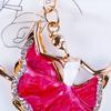 Ballerina Keychain for Women Girls Sparkling Rhinestone Ballet Dancer Keyring Pendant Alloy Bag Charm for Purse Wallet Car Keys