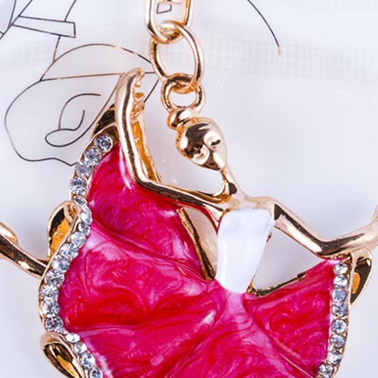 Ballerina Keychain for Women Girls Sparkling Rhinestone Ballet Dancer Keyring Pendant Alloy Bag Charm for Purse Wallet Car Keys